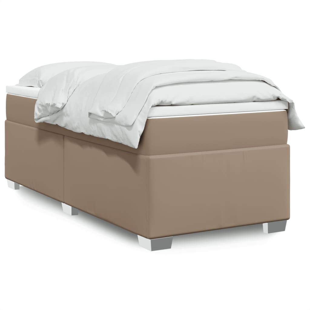 vidaXL Cama box spring con colchón cuero sintético capuchino 80x200 cm