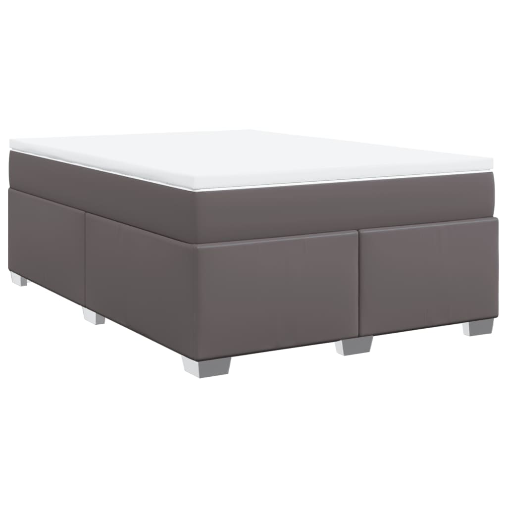 vidaXL Cama box spring con colchón cuero sintético gris 140x190 cm