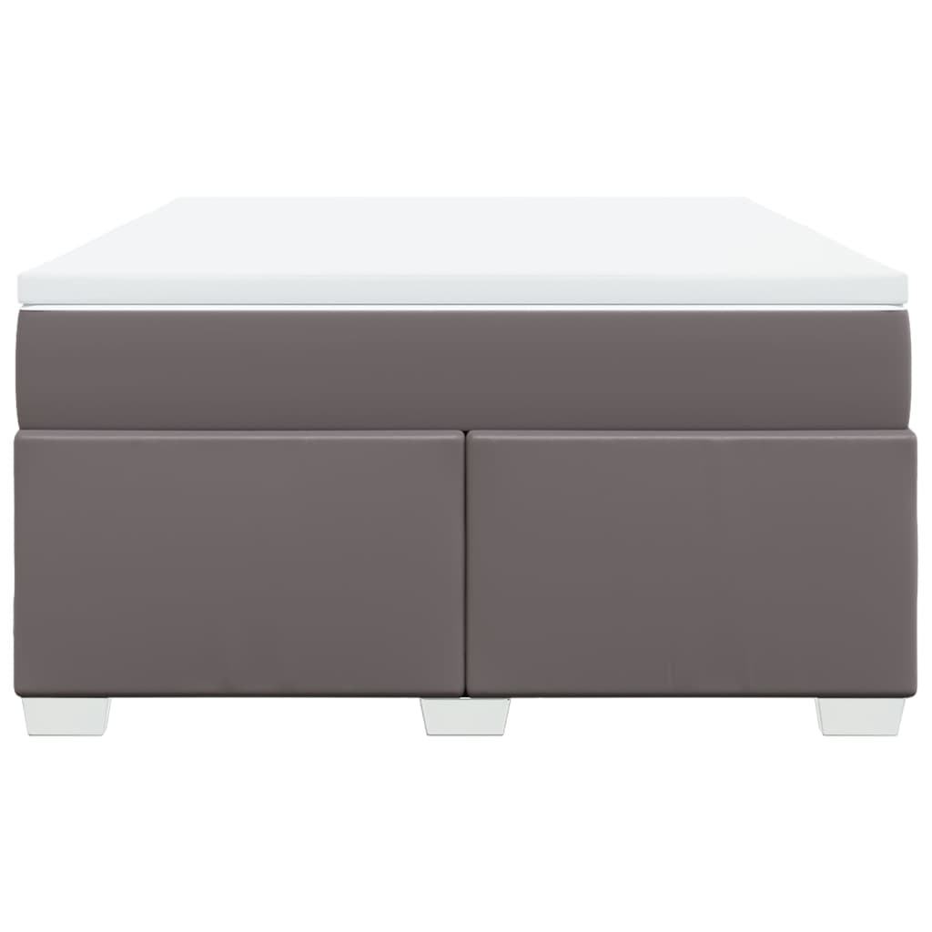 vidaXL Cama box spring con colchón cuero sintético gris 140x190 cm