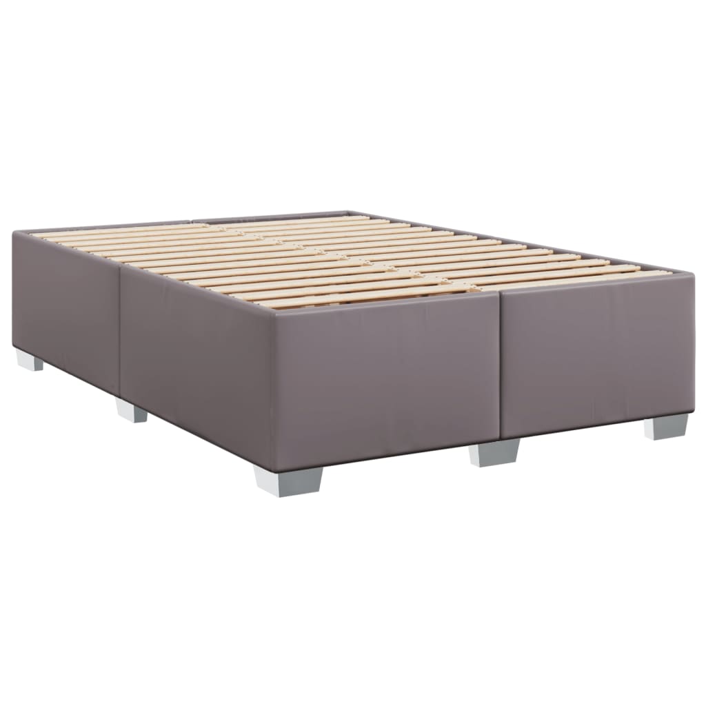 vidaXL Cama box spring con colchón cuero sintético gris 140x190 cm