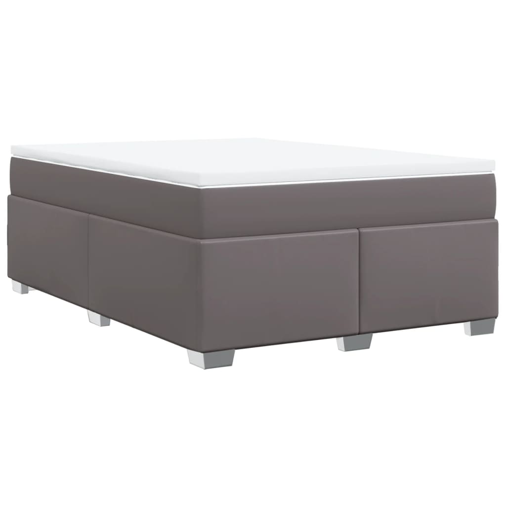 vidaXL Cama box spring con colchón cuero sintético gris 140x190 cm