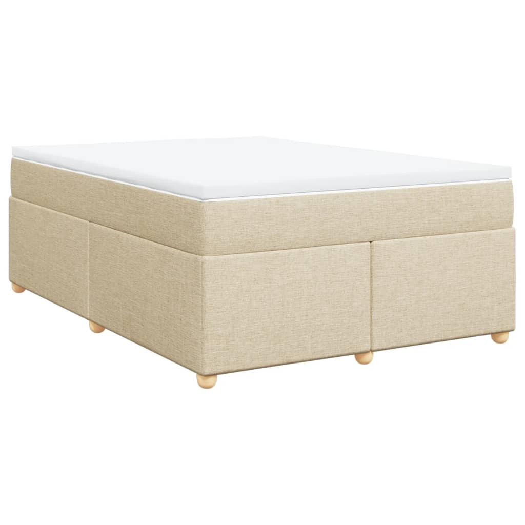 vidaXL Cama box spring con colchón tela color crema 140x190 cm