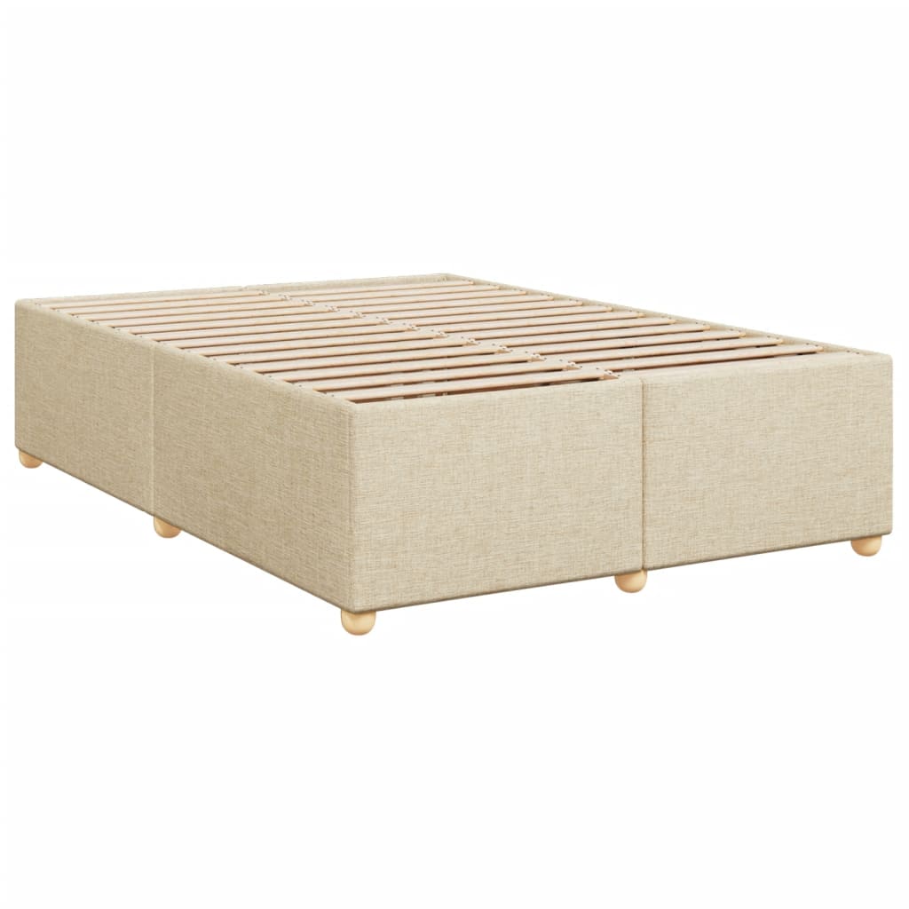 vidaXL Cama box spring con colchón tela color crema 140x190 cm