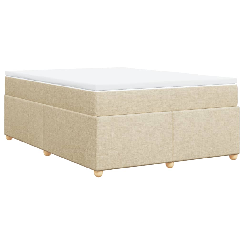 vidaXL Cama box spring con colchón tela color crema 140x190 cm