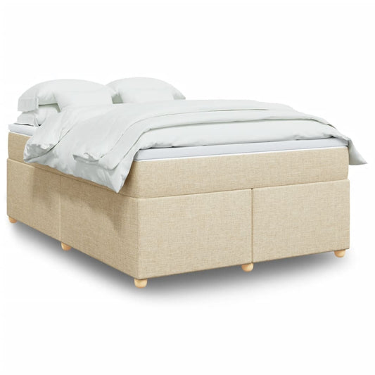 vidaXL Cama box spring con colchón tela color crema 140x190 cm