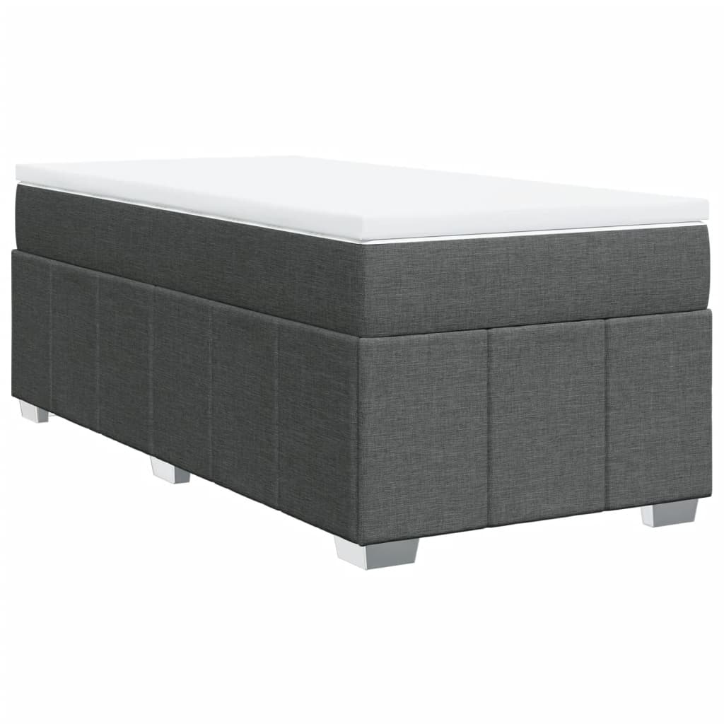 vidaXL Cama box spring con colchón tela gris oscuro 90x200 cm