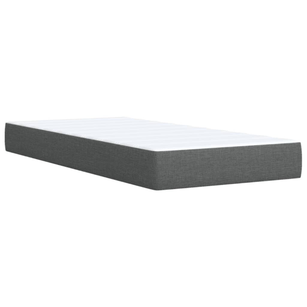 vidaXL Cama box spring con colchón tela gris oscuro 90x200 cm