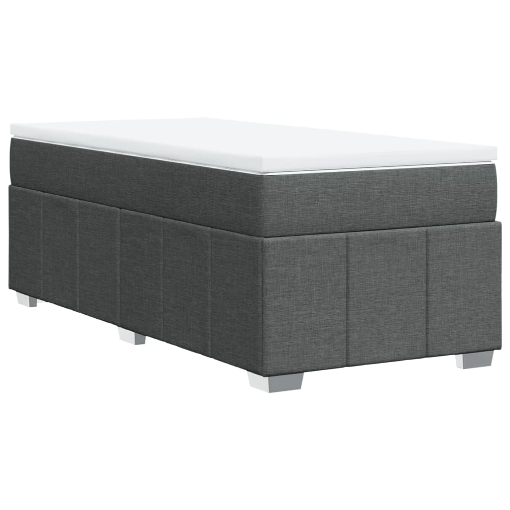 vidaXL Cama box spring con colchón tela gris oscuro 90x200 cm