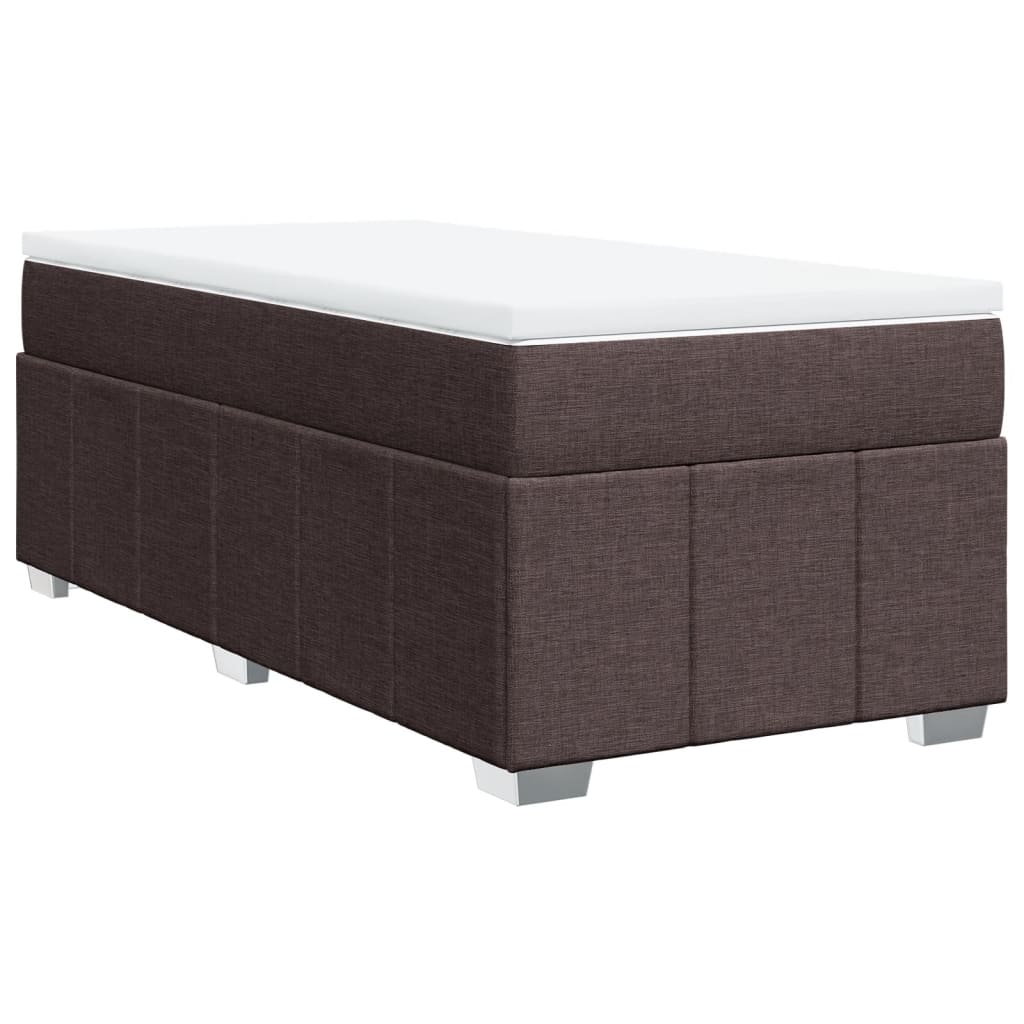 vidaXL Cama box spring con colchón tela marrón oscuro 90x200 cm