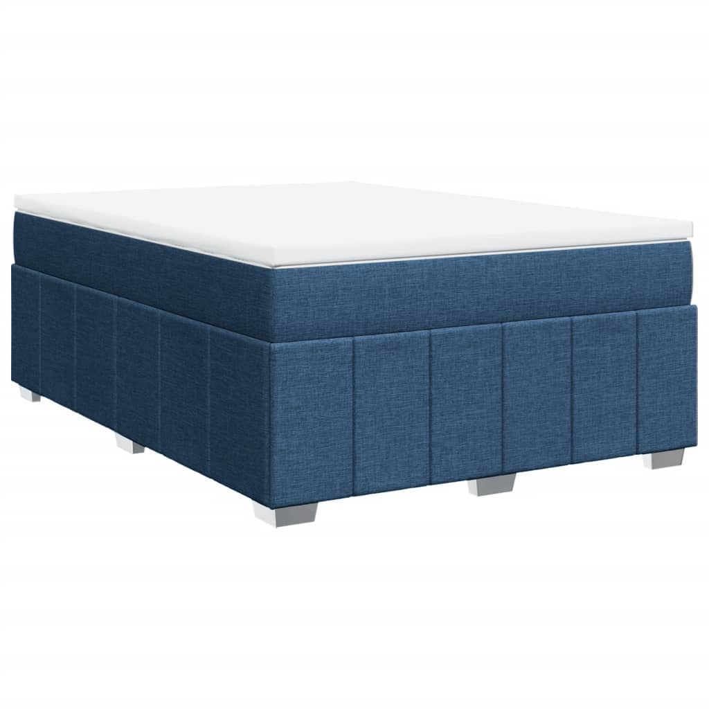 vidaXL Cama box spring con colchón tela azul 160x200 cm