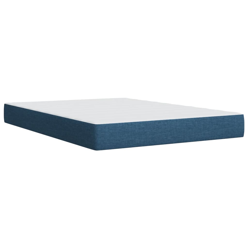 vidaXL Cama box spring con colchón tela azul 160x200 cm