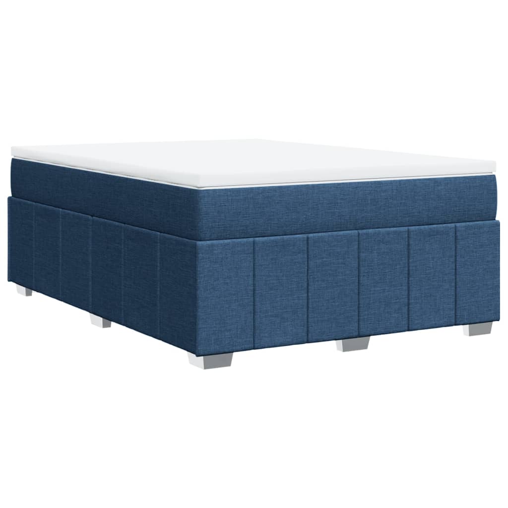 vidaXL Cama box spring con colchón tela azul 160x200 cm