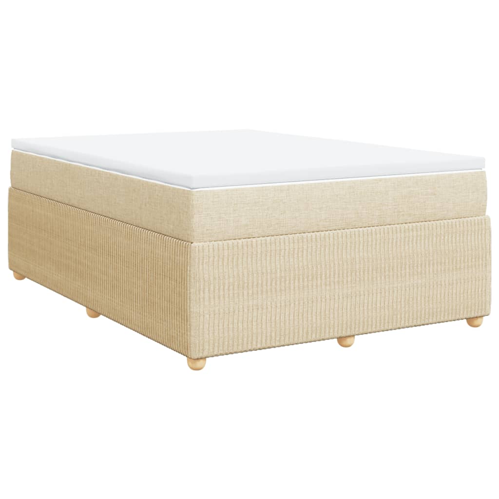 vidaXL Cama box spring con colchón tela color crema 140x190 cm