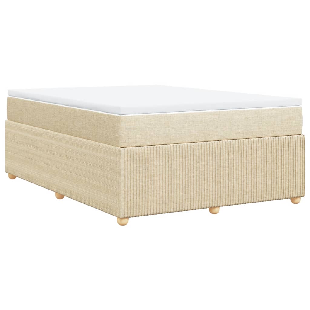 vidaXL Cama box spring con colchón tela color crema 140x190 cm