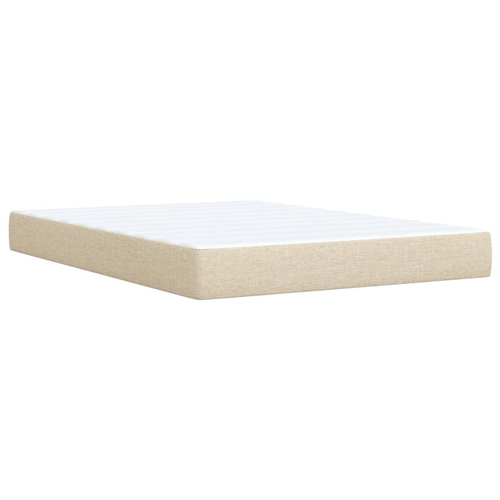 vidaXL Cama box spring con colchón tela color crema 140x190 cm