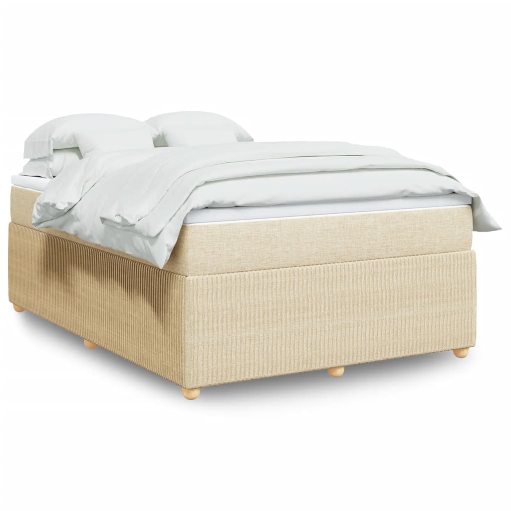 vidaXL Cama box spring con colchón tela color crema 140x190 cm