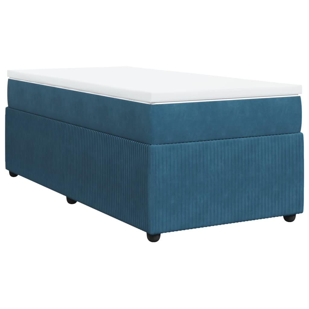 vidaXL Cama box spring con colchón terciopelo azul oscuro 90x190 cm