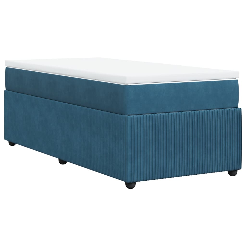 vidaXL Cama box spring con colchón terciopelo azul oscuro 90x190 cm