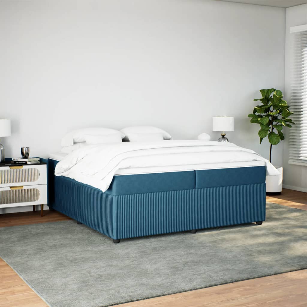 vidaXL Cama box spring con colchón terciopelo azul oscuro 200x200 cm