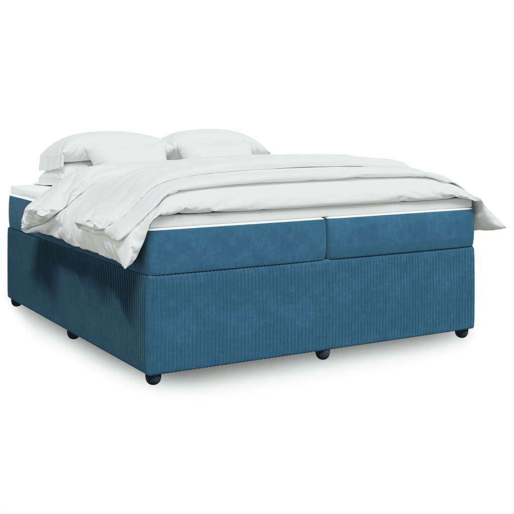 vidaXL Cama box spring con colchón terciopelo azul oscuro 200x200 cm