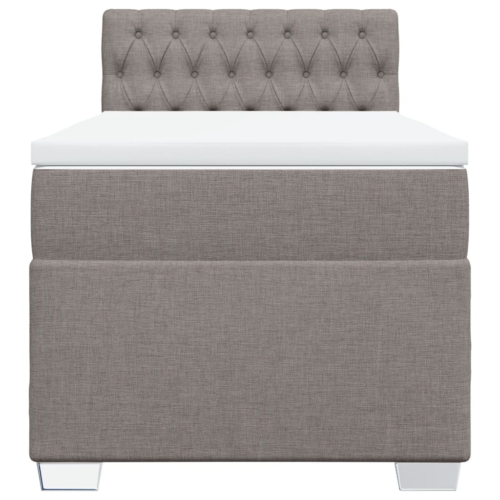 vidaXL Cama box spring con colchón tela gris taupe 80x200 cm