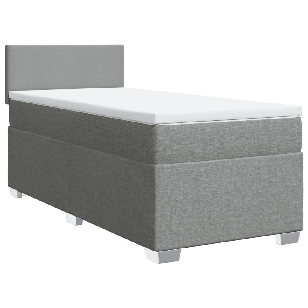 vidaXL Cama box spring con colchón tela gris claro 90x190 cm