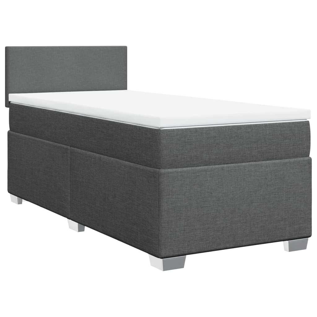 vidaXL Cama box spring con colchón tela gris oscuro 90x190 cm