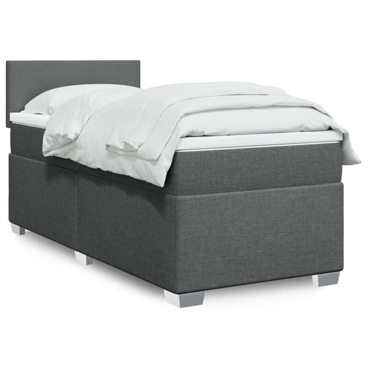 vidaXL Cama box spring con colchón tela gris oscuro 90x190 cm