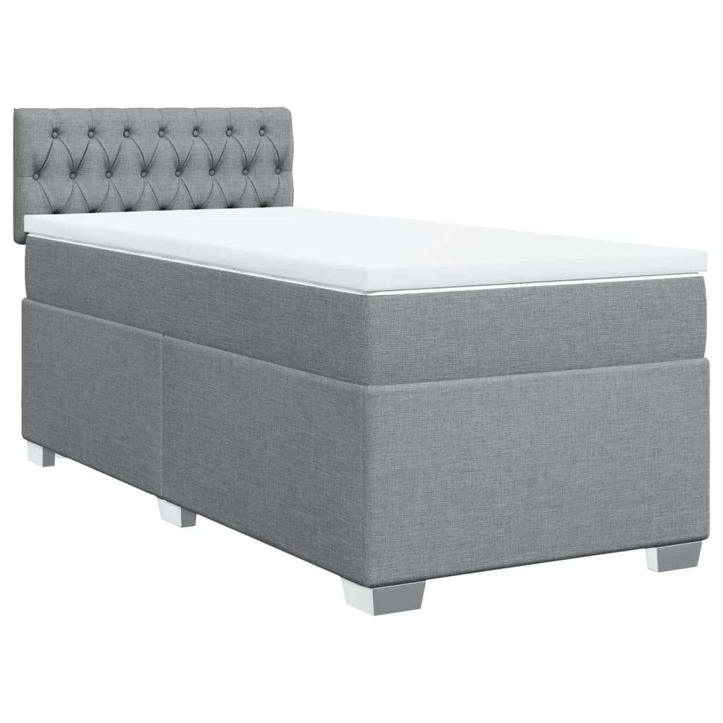 vidaXL Cama box spring con colchón tela gris claro 90x190 cm