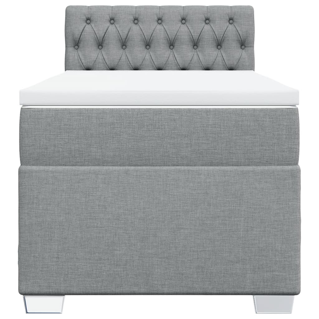 vidaXL Cama box spring con colchón tela gris claro 90x190 cm