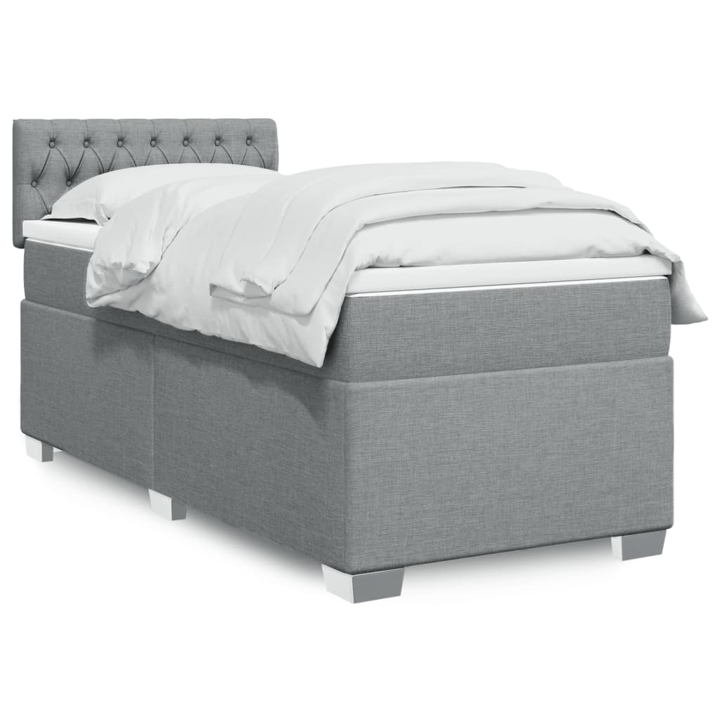 vidaXL Cama box spring con colchón tela gris claro 90x190 cm