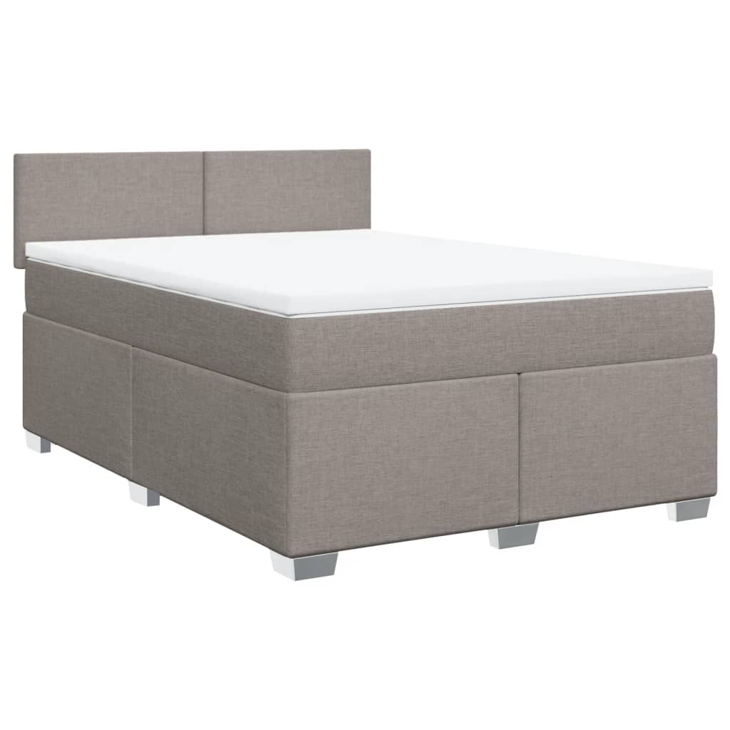 vidaXL Cama box spring con colchón tela gris taupe 140x190 cm