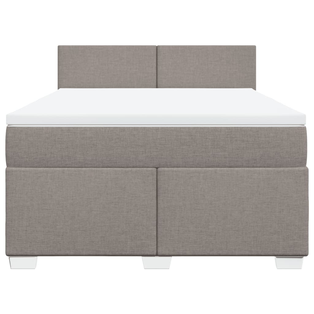 vidaXL Cama box spring con colchón tela gris taupe 140x190 cm