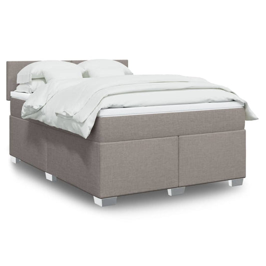 vidaXL Cama box spring con colchón tela gris taupe 140x190 cm