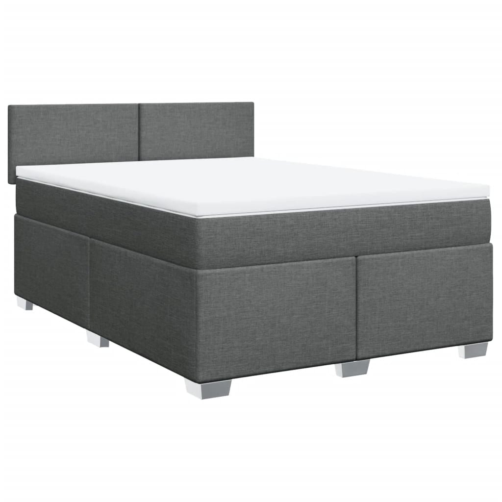 vidaXL Cama box spring con colchón tela gris oscuro 140x200 cm