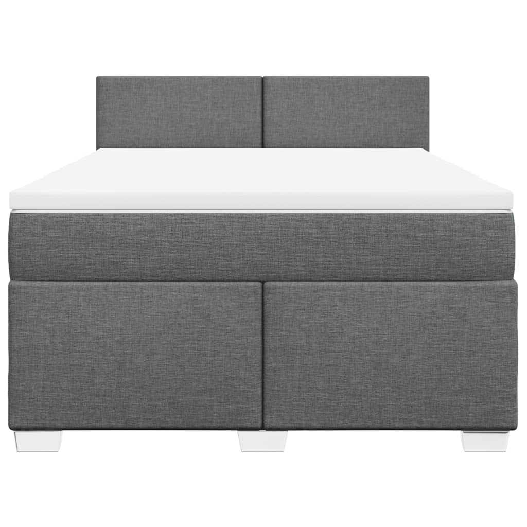 vidaXL Cama box spring con colchón tela gris oscuro 140x200 cm