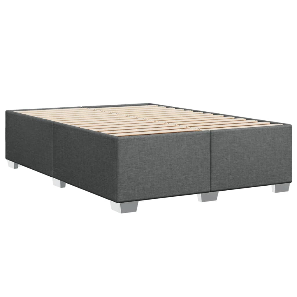 vidaXL Cama box spring con colchón tela gris oscuro 140x200 cm