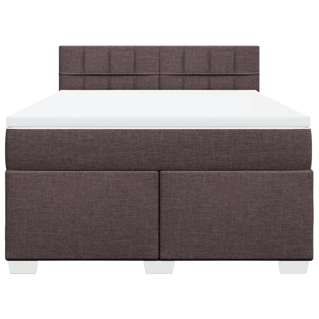 vidaXL Cama box spring con colchón tela marrón oscuro 140x200 cm