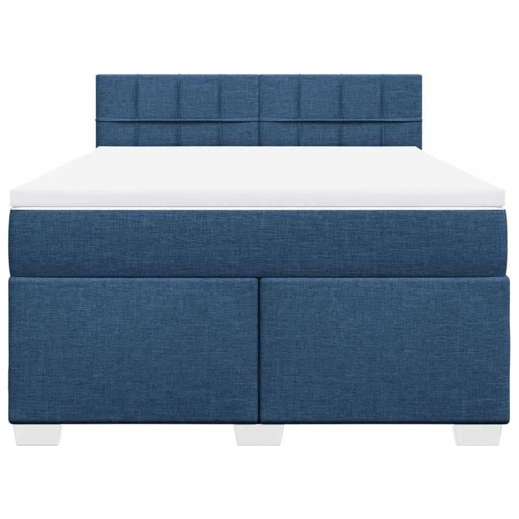 vidaXL Cama box spring con colchón tela azul 160x200 cm