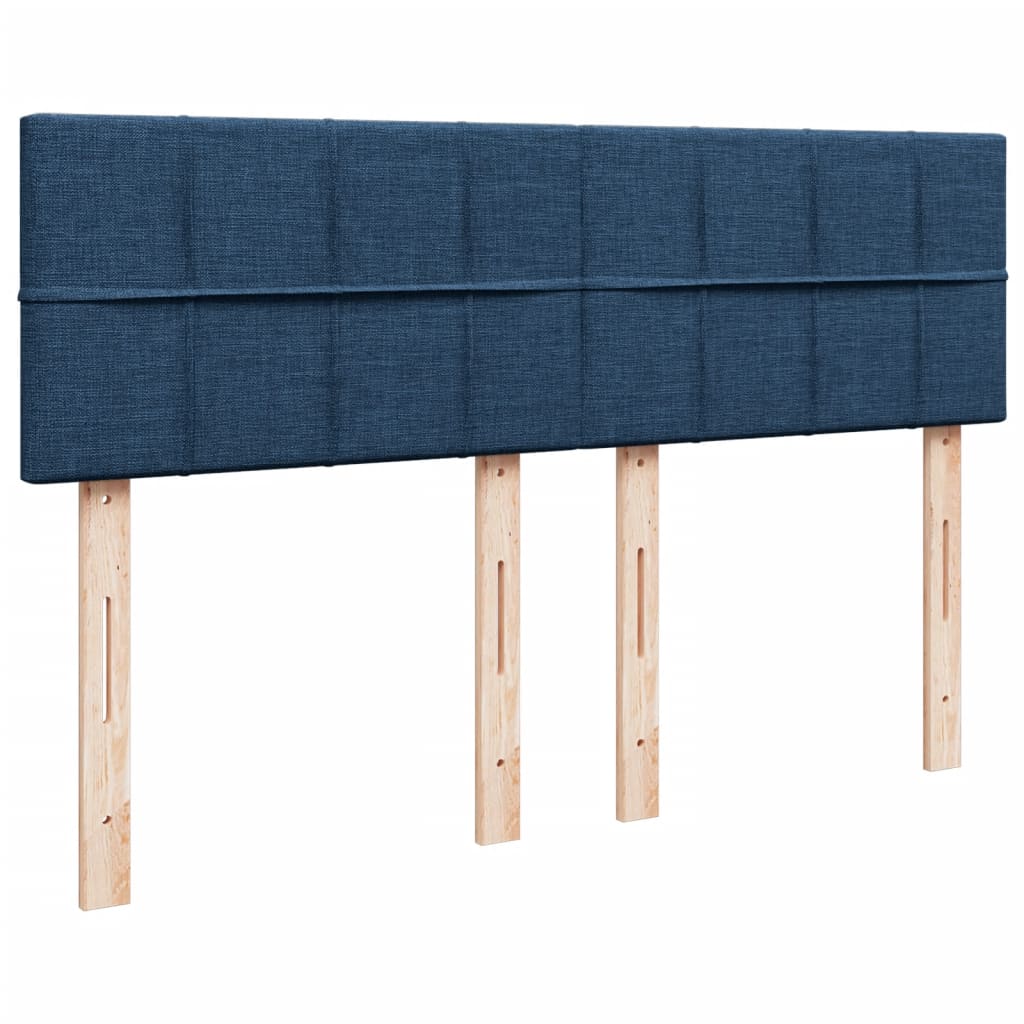 vidaXL Cama box spring con colchón tela azul 160x200 cm