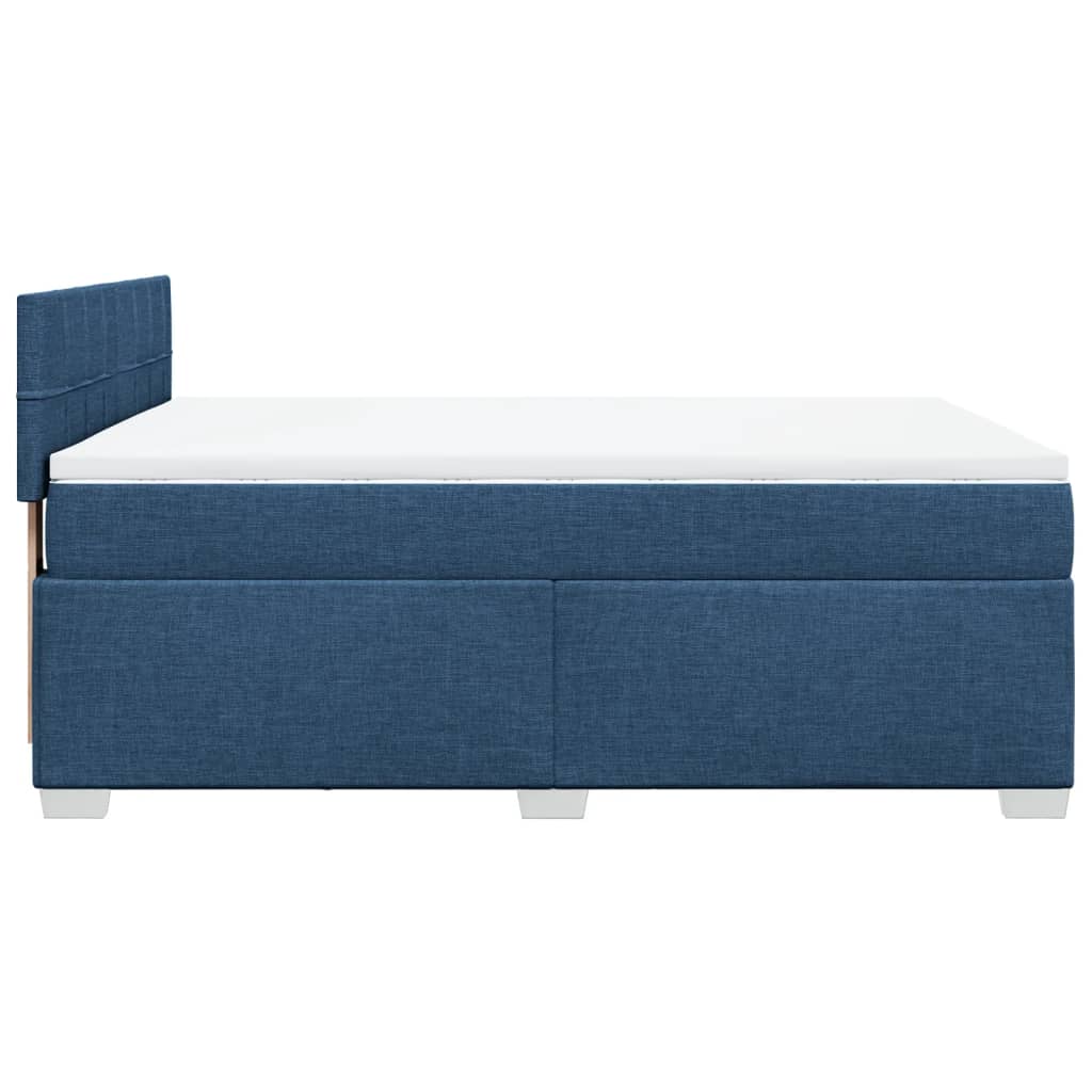 vidaXL Cama box spring con colchón tela azul 160x200 cm