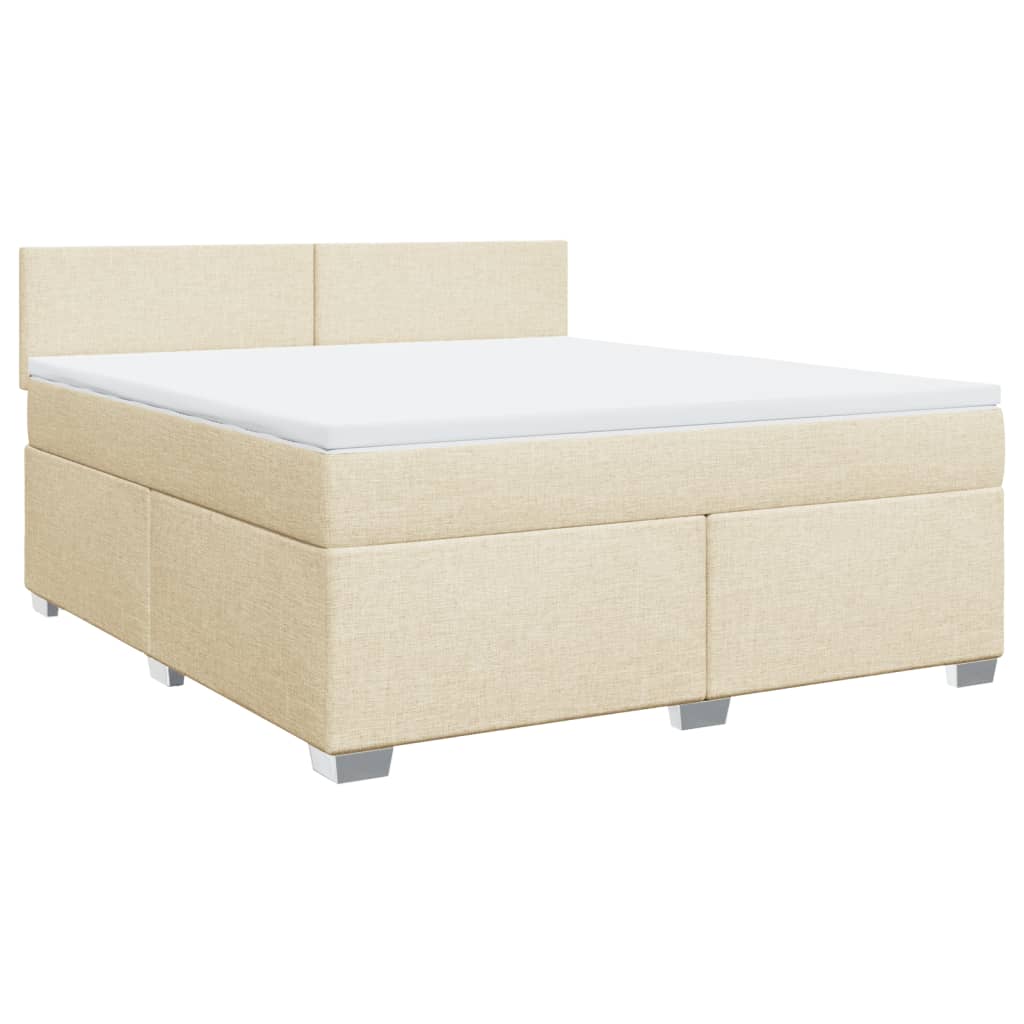 vidaXL Cama box spring con colchón tela color crema 180x200 cm