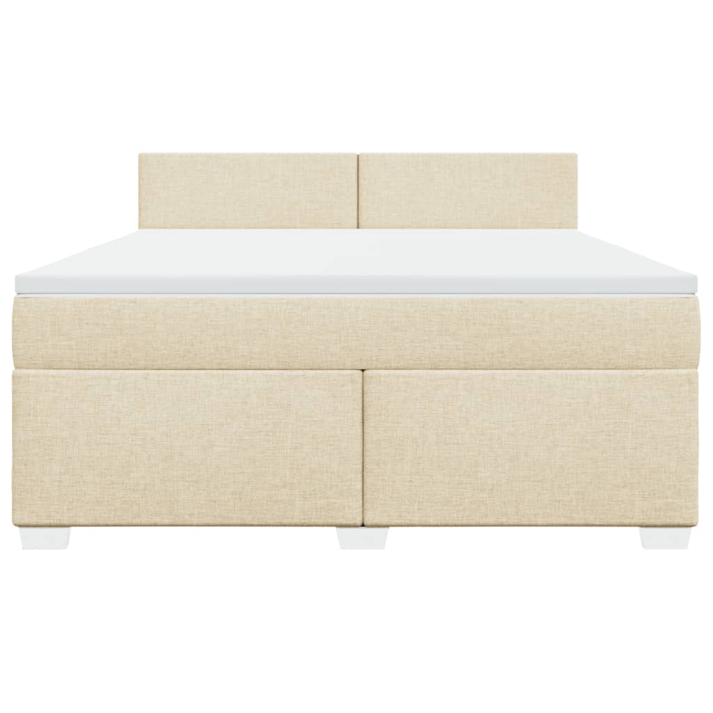 vidaXL Cama box spring con colchón tela color crema 180x200 cm