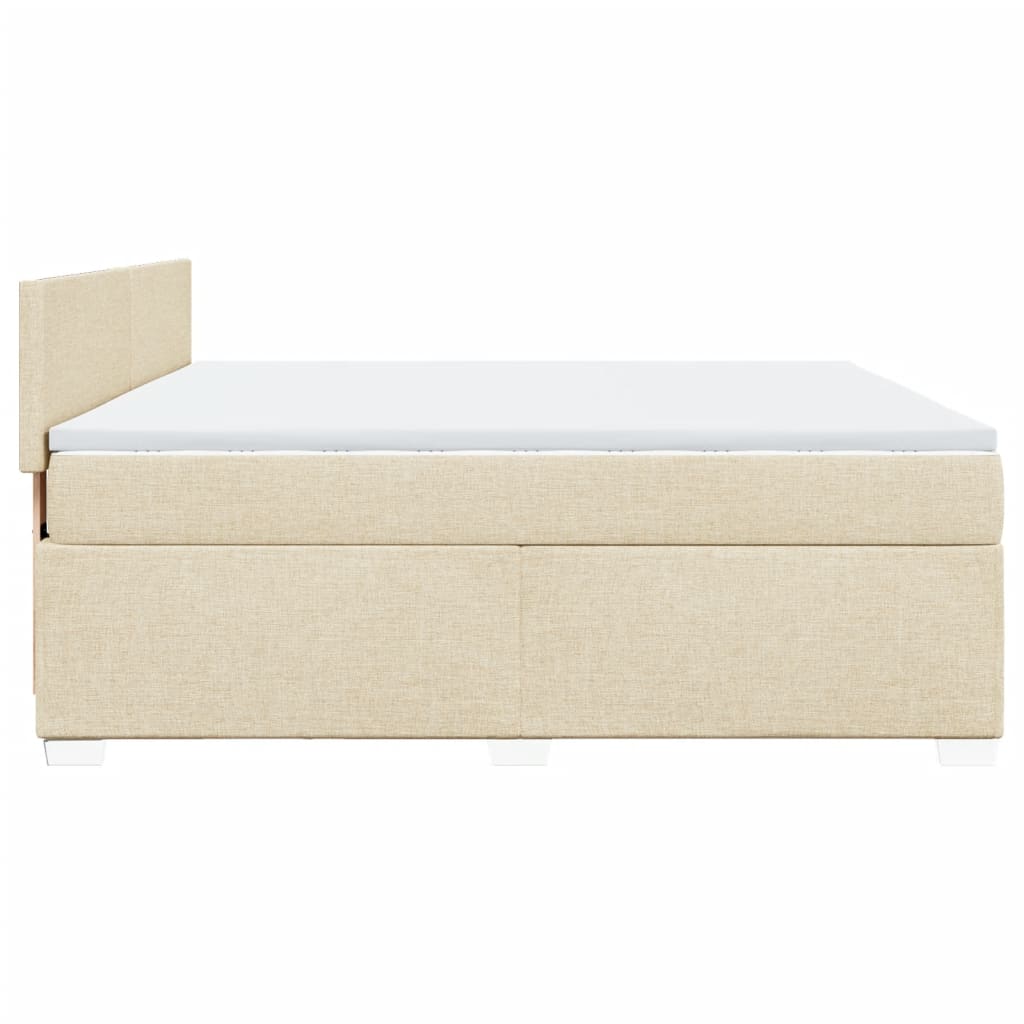 vidaXL Cama box spring con colchón tela color crema 180x200 cm