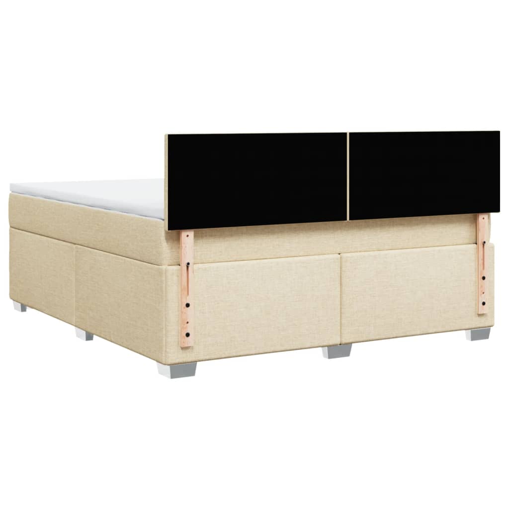 vidaXL Cama box spring con colchón tela color crema 180x200 cm