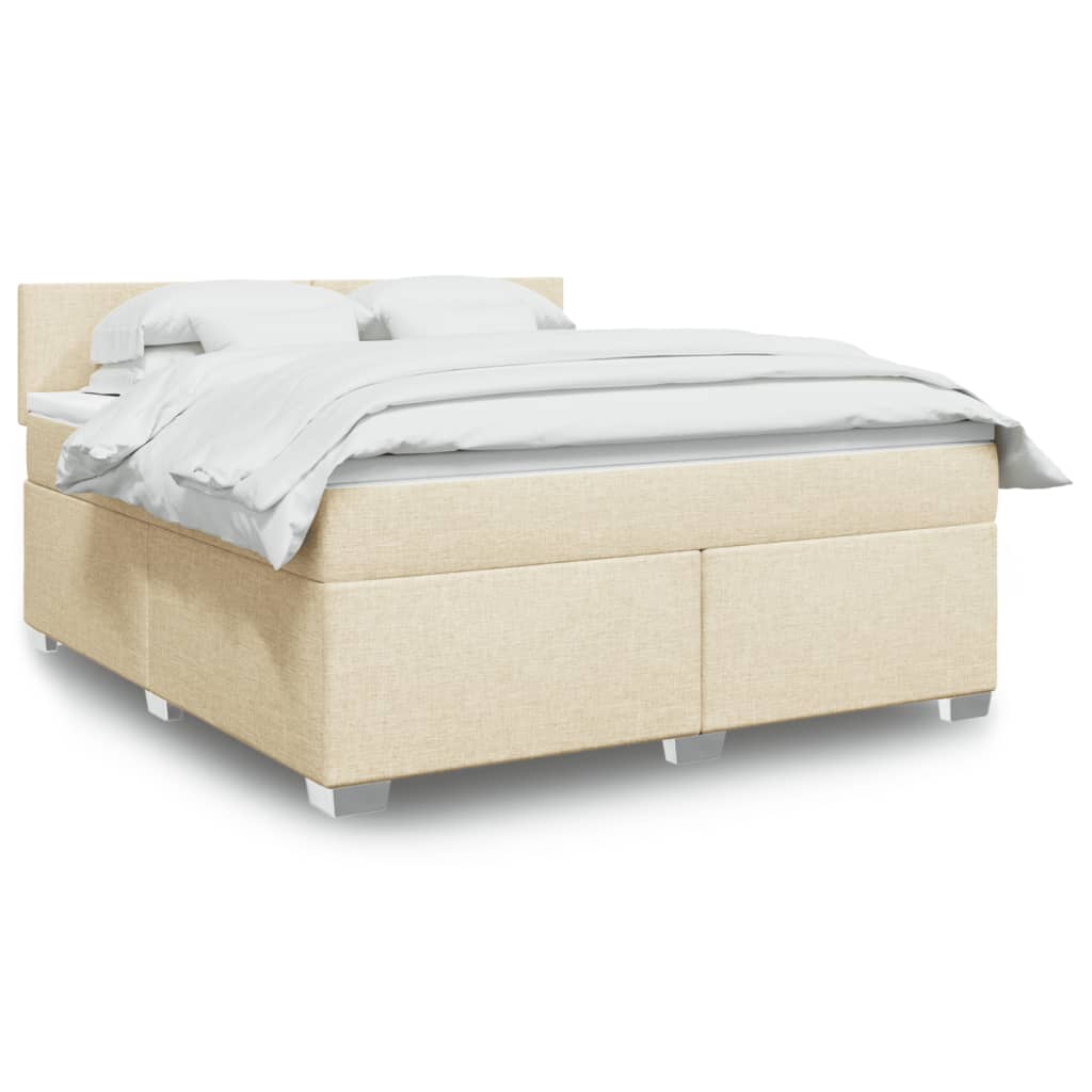 vidaXL Cama box spring con colchón tela color crema 180x200 cm