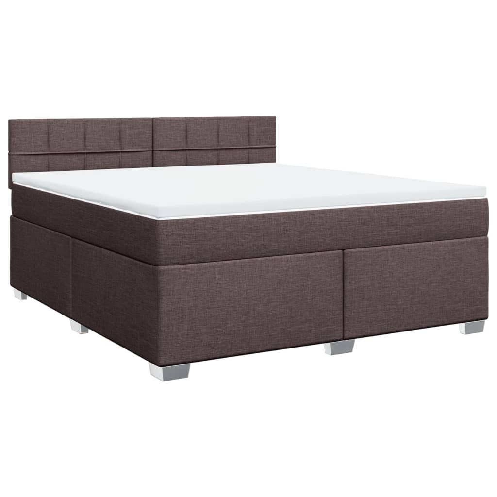 vidaXL Cama box spring con colchón tela marrón oscuro 180x200 cm