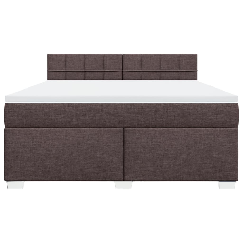 vidaXL Cama box spring con colchón tela marrón oscuro 180x200 cm