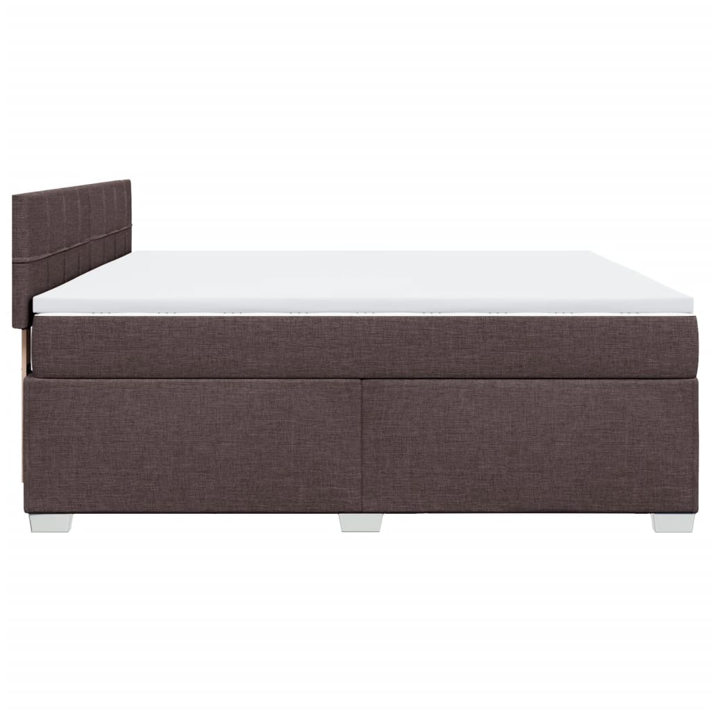 vidaXL Cama box spring con colchón tela marrón oscuro 180x200 cm