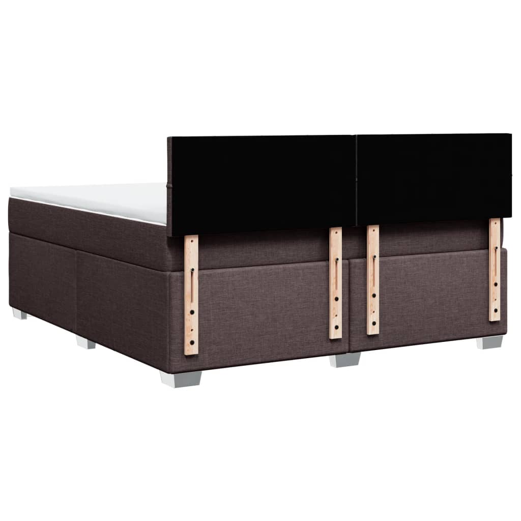 vidaXL Cama box spring con colchón tela marrón oscuro 180x200 cm